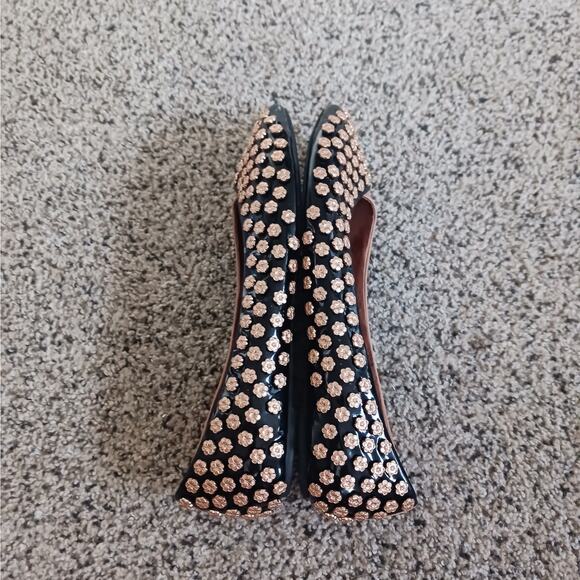 Jeffrey Campbell Ibiza Gold Studded Flats Size 8.5 Handmade Slip On Flower - Picture 10 of 11